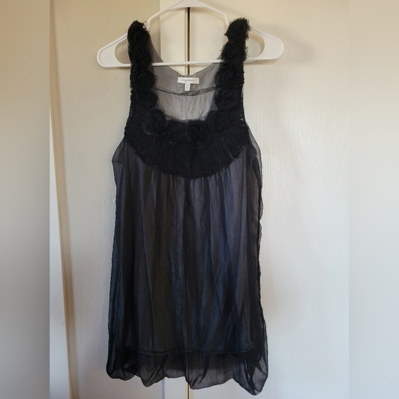 Mystree Silk Chiffon Formal Black Roses Dress - Picture 1 of 15
